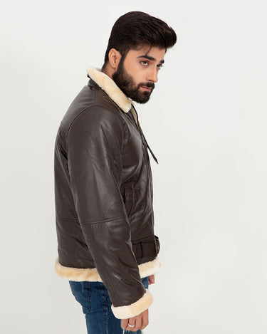 Waylen Ginger B-3 Brown Bomber Aviator Jacket - Right