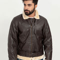 Waylen Ginger B-3 Brown Bomber Aviator Jacket - Zipped