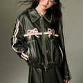 Diddi Moda Pink Bow Leather Jacket