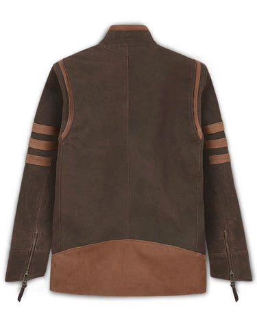 X-Men Origins Wolverine Distressed Brown Leather Jacket - Back