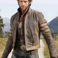 X-Men Origins Wolverine Distressed Brown Leather Jacket Movie