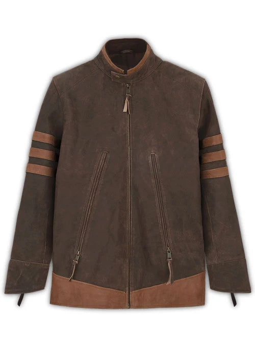 X-Men Origins Wolverine Distressed Brown Leather Jacket - Main