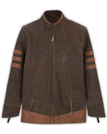 X-Men Origins Wolverine Distressed Brown Leather Jacket - Main