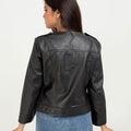 Zendaya Split-Sleeve Cropped Black Leather Jacket - Back