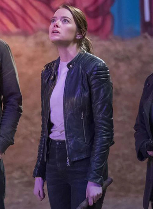 Zombieland Emma Stone Double Tap Black Leather Jacket