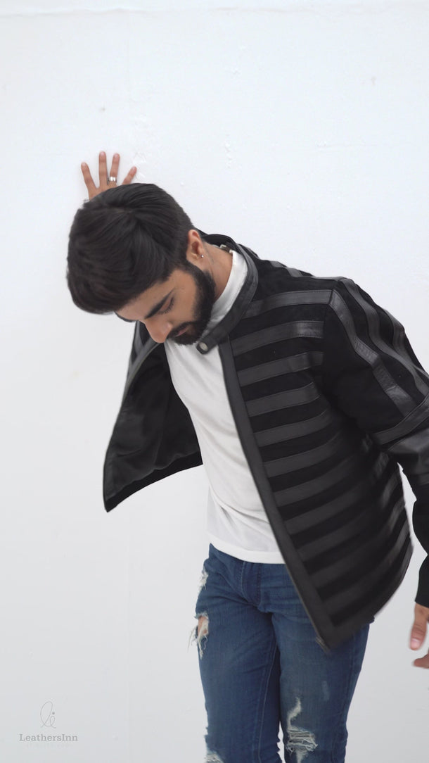 Matt Sheer Striped Black Leather Jacket - Video