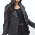 Sierra Black Leather Biker Jacket - Video