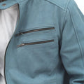 Dempsey Sky-Blue Racer Matte Leather Jacket - Video