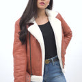 Decker Red-Orange with White Fur Leather Jacket - Video