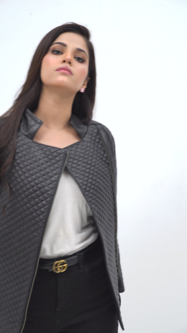 Roxette Quilted Black Slim Leather Jacket - Video