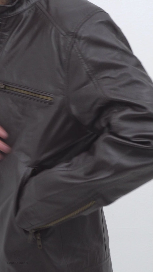 Ryerson Brown Leather Biker Jacket - Video