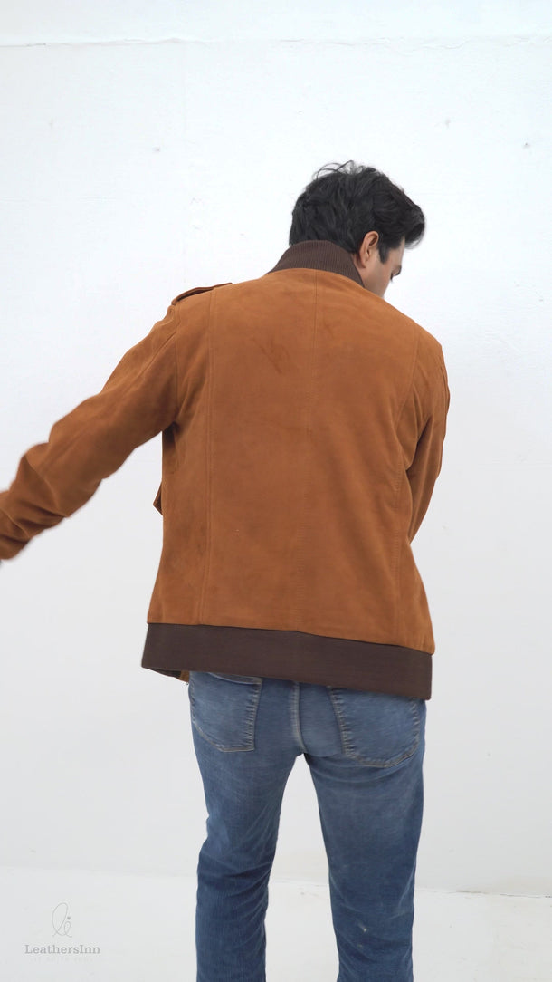 Colt Tan Suede Bomber Leather Jacket - Video