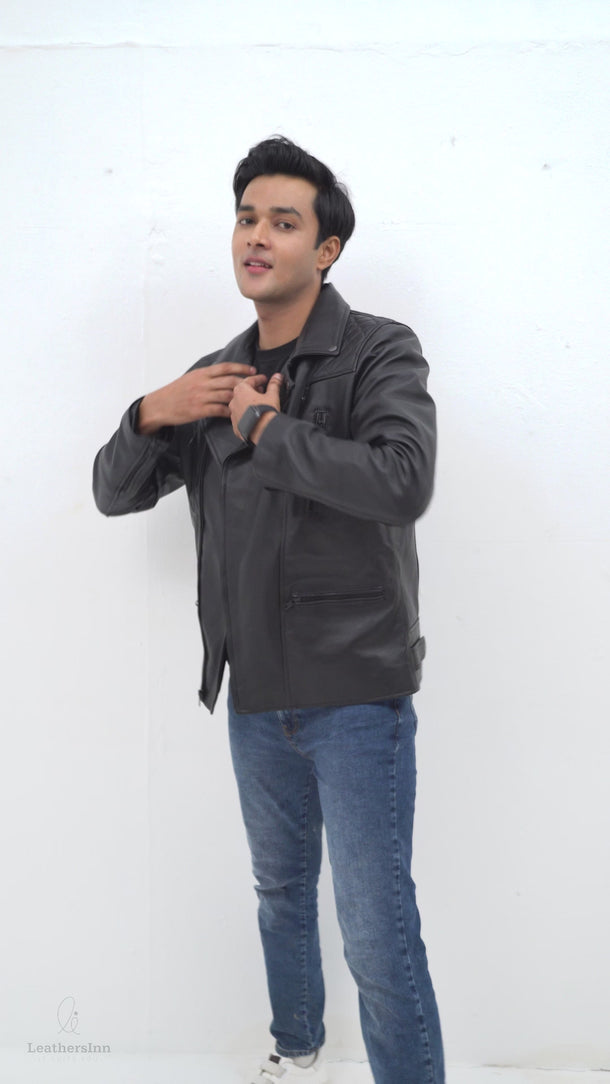 Mykel Quilted Black Leather Jacket - Video