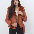 Kate Red-Orange Aviator Leather Jacket - Video