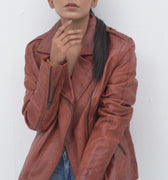 Sierra Brown Leather Biker Jacket - Video