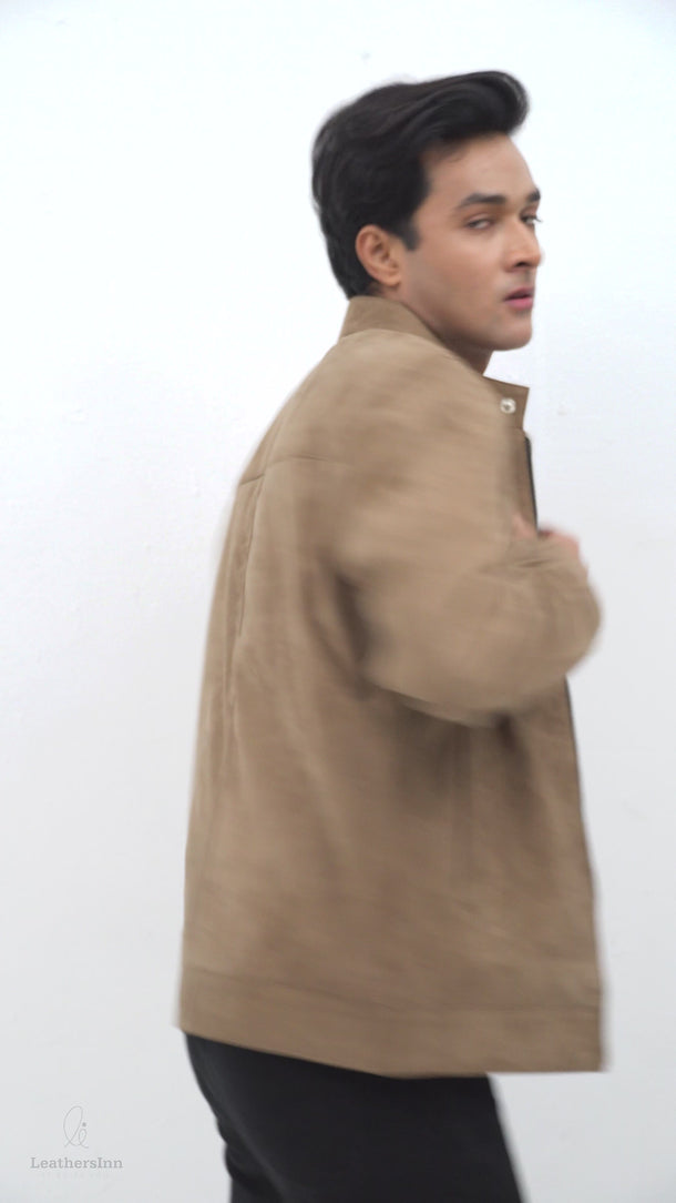 Schott Beige Racer Matte Leather Jacket - Video