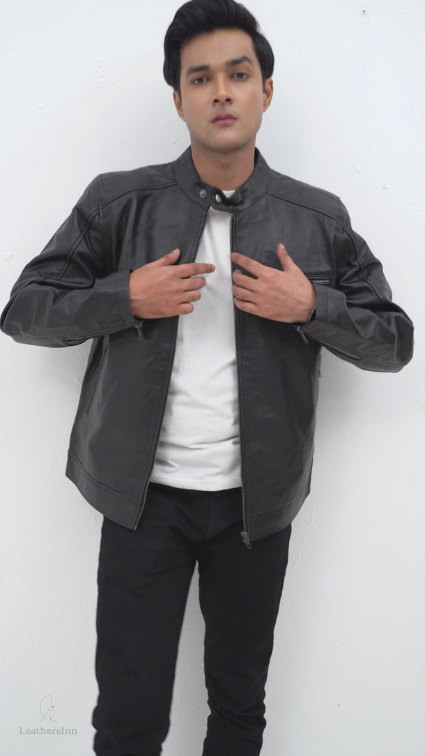 Ryerson Black Leather Biker Jacket - Video