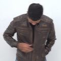 Theodore Elementary Brown Leather Cafe Racer Jacket - Video