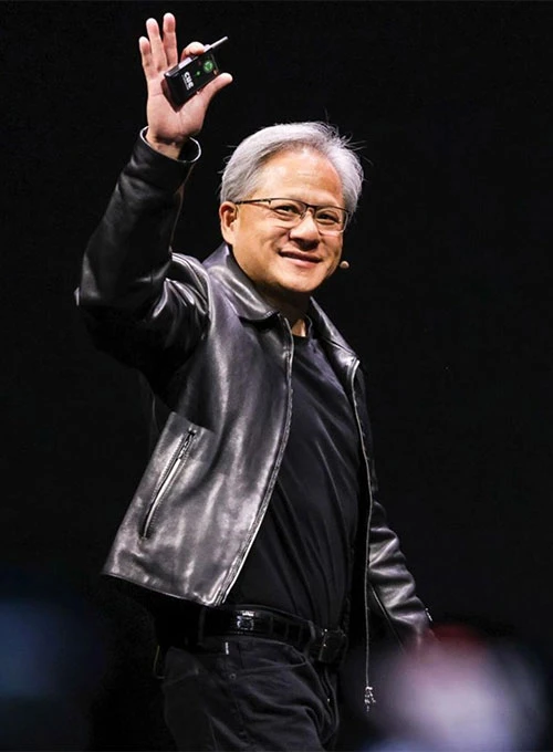 Nvidia CEO Jensen Huang Black Leather Jacket - Side