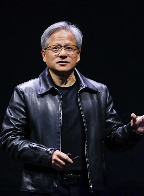 Nvidia CEO Jensen Huang Black Leather Jacket